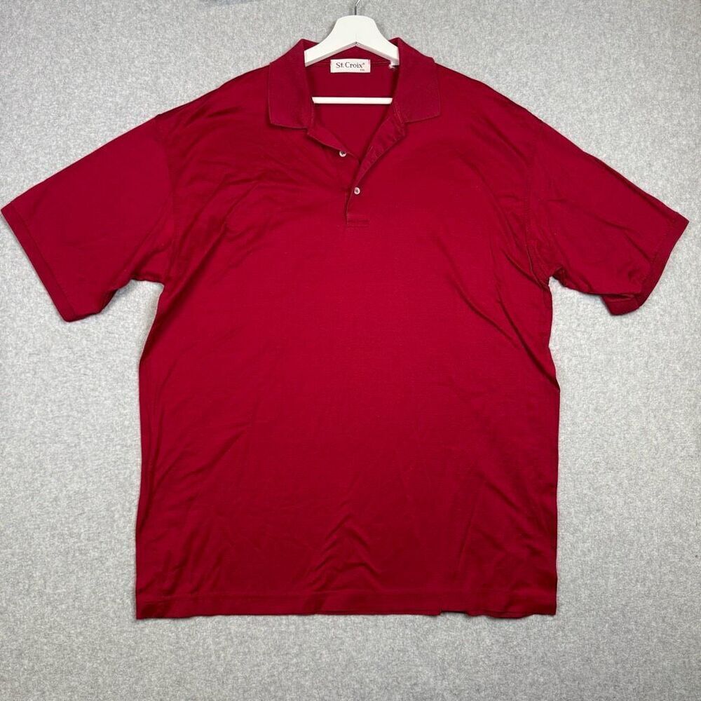 St. Croix Men's Size 2XL XXL Red Short Sleeve Polo Shirt